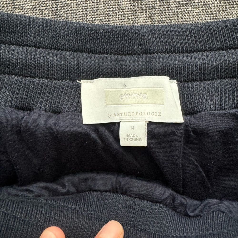 Anthropologie ett:twa Sequin Velvet Joggers Holiday Sparkle navy blue Medium M - Picture 8 of 16